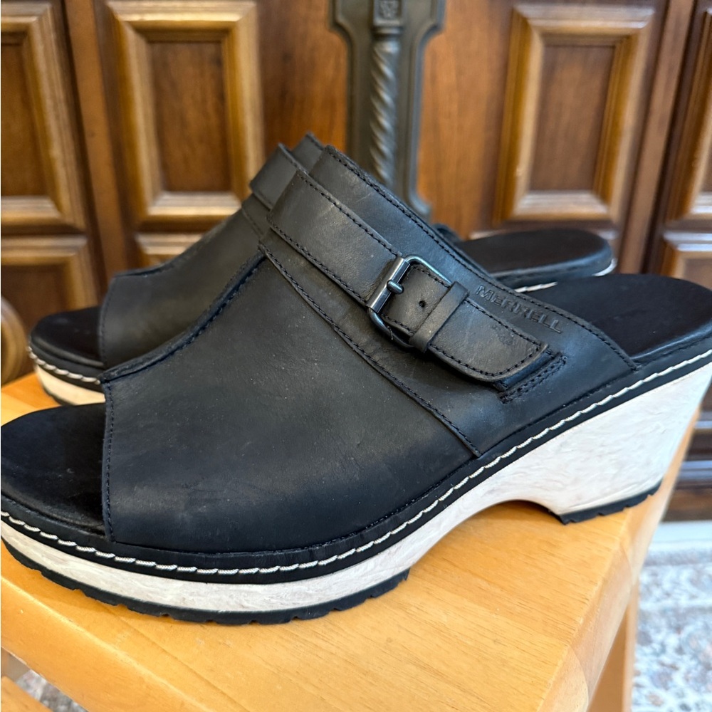 Merrell‎ Women's Black Leather Mules